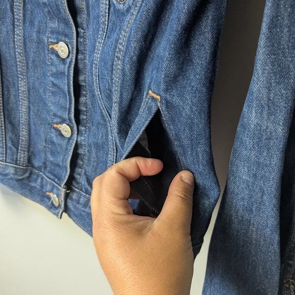 LEVI'S Women Jeans Jacket Size S Navy Blue With Pockets Button Down 100% Cotton - Picture 4 of 13
